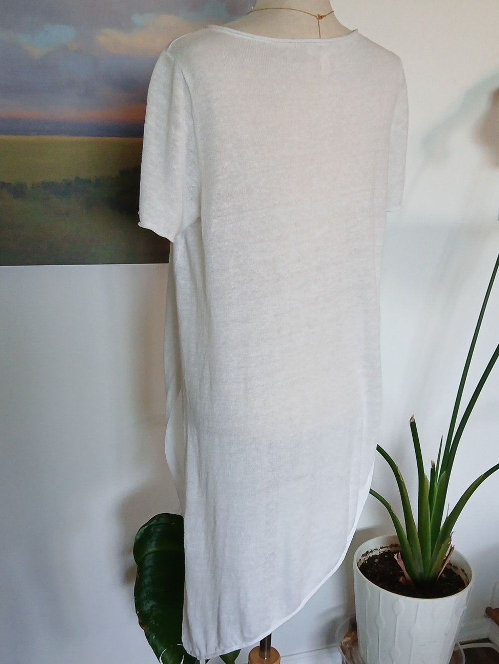 Eileen Fisher Lightweight 100% Organic White Linen Knit Tunic Sz M - Picture 8 of 8
